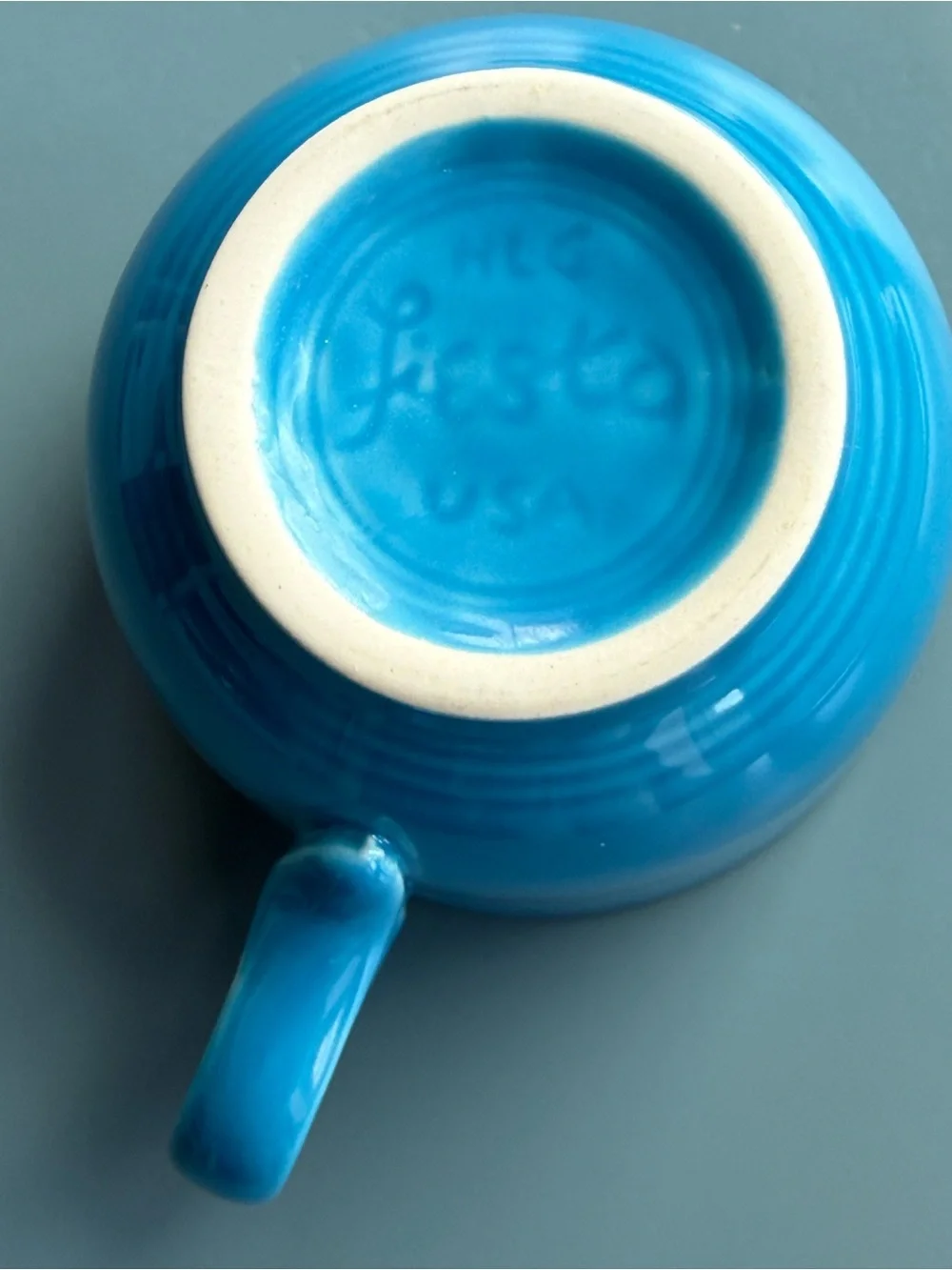 Vintage Fiestaware Small Coffee Cup, Turquoise Blue Color, EUC